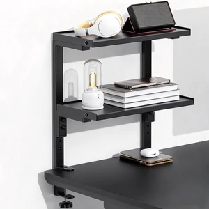2 Tier Clamp on Desk Shelf Office Desk Shelves Organizer, Wood Desktop Supplies Storage Rack, Desk Organizers and Accessories (Black) 2 Tier Clamp on Desk Shelf Office Desk Shelves Organizer, Wood Desktop Supplies Storage Rack, Desk Organizers and Accessories (Black)