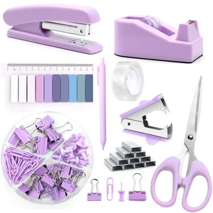 Office Supplies,Purple Desk Accessories,Stapler and Tape Dispenser Set for Women with Stapler,Tape Dispenser,Staple Remover,Staples,Clips,Scissors and Tabs,Gift for Student,Teacher,Coworkers,Business Office Supplies,Purple Desk Accessories,Stapler and Tape Dispenser Set for Women with Stapler,Tape Dispenser,Staple Remover,Staples,Clips,Scissors and Tabs,Gift for Student,Teacher,Coworkers,Business