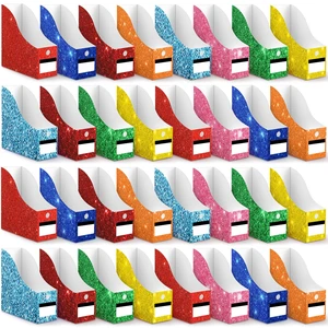 32 Pcs Cardboard Magazine File Holders Organizer, Solid, Glitter Foldable Magazine Boxes with Label Stickers, 8 Colors for Document Filing, Desk Storage Organizer for Office School 32 Pcs Cardboard Magazine File Holders Organizer, Solid, Glitter Foldable Magazine Boxes with Label Stickers, 8 Colors for Document Filing, Desk Storage Organizer for Office School