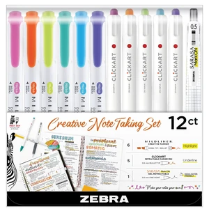 Notetaking Set, MILDLINER, CLiCKART & SARASA, Assorted, 12-Pack Includes 6 MILDLINER Highlighters, 5 CLiCKART Felt Tip Pens & 1 SARASA MarkOn Pen, Ideal for Bible Study & Note-Taking (12012 Notetaking Set, MILDLINER, CLiCKART & SARASA, Assorted, 12-Pack Includes 6 MILDLINER Highlighters, 5 CLiCKART Felt Tip Pens & 1 SARASA MarkOn Pen, Ideal for Bible Study & Note-Taking (12012