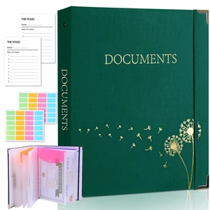 Important Document Organizer 3 Ring Linen Binders Folio File Folders Darkgreen Expanding Storage Holder with Gold-foiled Hardcover, 9 Pockets & Labels for A4, Letter Size Papers, Home & Office Important Document Organizer 3 Ring Linen Binders Folio File Folders Darkgreen Expanding Storage Holder with Gold-foiled Hardcover, 9 Pockets & Labels for A4, Letter Size Papers, Home & Office