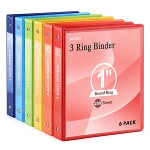 1-inch 3 Ring Binde with 2 Inside Pockets, 1" Clear View Binder Holds US Letter Size 8.5'' x 11" Paper, 1 Round Ring Binder for Office/Home/School Supply, 6 Pack (6 Colors Assorted) 1-inch 3 Ring Binde with 2 Inside Pockets, 1" Clear View Binder Holds US Letter Size 8.5'' x 11" Paper, 1 Round Ring Binder for Office/Home/School Supply, 6 Pack (6 Colors Assorted)