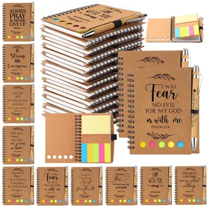 140 Pcs/ 70 Set Christian Bible Verse Notebook Bamboo Pen, Kraft Bulk Spiral Notebooks with Pens, Inspirational Bible Verse Design, Pastor Appreciation Gift, Church School Teachers Coworker 140 Pcs/ 70 Set Christian Bible Verse Notebook Bamboo Pen, Kraft Bulk Spiral Notebooks with Pens, Inspirational Bible Verse Design, Pastor Appreciation Gift, Church School Teachers Coworker