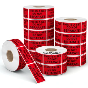 12 Rolls 1" x 2" Warning Label,This is a Set Do Not Separate Dark Red Packing Labels Permanent Adhesive (12 Rolls, 6000 Labels) 12 Rolls 1" x 2" Warning Label,This is a Set Do Not Separate Dark Red Packing Labels Permanent Adhesive (12 Rolls, 6000 Labels)