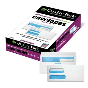 #8 5/8 Security Envelopes, Double Window, Self Seal Envelopes for Invoices/Statements, 3-5/8" x 8-5/8", 24 lb White, 500/Box (QUA24539) #8 5/8 Security Envelopes, Double Window, Self Seal Envelopes for Invoices/Statements, 3-5/8" x 8-5/8", 24 lb White, 500/Box (QUA24539)