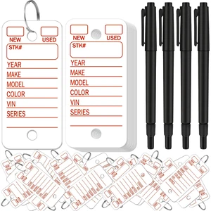 500 Pcs Key Tags with Labels Rings Car Dealership,White PVC Preprinted Stock Fields, with Metal Rings, 4 Markers Included, Car Key for Organization, Auto Shop Inventory Management 500 Pcs Key Tags with Labels Rings Car Dealership,White PVC Preprinted Stock Fields, with Metal Rings, 4 Markers Included, Car Key for Organization, Auto Shop Inventory Management