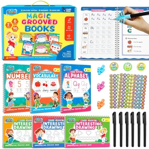 Magic Grooved Writing Practice for Kids, Reusable Grooved Workbook Handwriting Practice for Kids Ages 3-8 - with Disappearing Ink, Letters Numbers & Tracing Books, Large Preschool Gift Set Magic Grooved Writing Practice for Kids, Reusable Grooved Workbook Handwriting Practice for Kids Ages 3-8 - with Disappearing Ink, Letters Numbers & Tracing Books, Large Preschool Gift Set