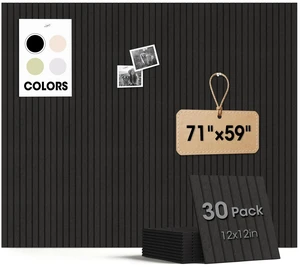 Large Cork Board for Walls 71" x 59",30 Pack 12"X12"Felt Bulletin Board Tiles with 240 Adhesive Tabs,Cork Board Alternative for Office Decor, Push Pin Board Wall Organizer- Black Large Cork Board for Walls 71" x 59",30 Pack 12"X12"Felt Bulletin Board Tiles with 240 Adhesive Tabs,Cork Board Alternative for Office Decor, Push Pin Board Wall Organizer- Black