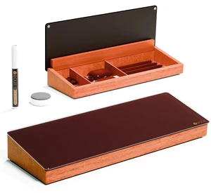 Desktop Black Glass Dry Erase Board with Wood Organizers,14"x5" Soild Cherry Wood & Tempered Glass, Desk Whiteboard, Small Office Supplies Storage, For Home and Office, Accessories Included Desktop Black Glass Dry Erase Board with Wood Organizers,14"x5" Soild Cherry Wood & Tempered Glass, Desk Whiteboard, Small Office Supplies Storage, For Home and Office, Accessories Included
