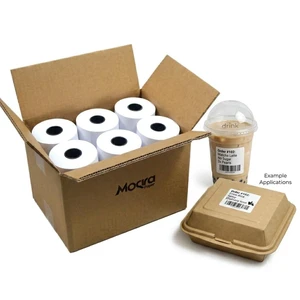 Moqra BPA Free Sticky Thermal Receipt Paper Rolls (80mm) 3 1/8" x 170'- Liner-Free Removable Label Compatible with TM-L90ii Other linerless Label Printers. Works with POS Systems (12 Roll/Box) Moqra BPA Free Sticky Thermal Receipt Paper Rolls (80mm) 3 1/8" x 170'- Liner-Free Removable Label Compatible with TM-L90ii Other linerless Label Printers. Works with POS Systems (12 Roll/Box)