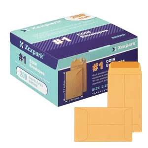 200PCS #1 Coin Envelopes 2.25x3.5 inches Brown Kraft Envelopes Classic Small Parts Gummed Flap for Coins, Cash, Credit Cards, Seeds 200PCS #1 Coin Envelopes 2.25x3.5 inches Brown Kraft Envelopes Classic Small Parts Gummed Flap for Coins, Cash, Credit Cards, Seeds