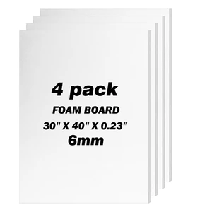 4 Pack Foam Board 30"x40", 0.23" White Poster Board, Acid-Free Double Sided Foam Core Board for Presentation Art, Display, Office, School Projects, Crafting, Sign Making 4 Pack Foam Board 30"x40", 0.23" White Poster Board, Acid-Free Double Sided Foam Core Board for Presentation Art, Display, Office, School Projects, Crafting, Sign Making