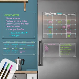 Clear Non-Magnetic Calendar Set for Fridge - Dry Erase Transparent Monthly and Weekly Calendar, List and Blank Whiteboard - Sticks to Wall, Glass, Door, Any Smooth Surfaces Clear Non-Magnetic Calendar Set for Fridge - Dry Erase Transparent Monthly and Weekly Calendar, List and Blank Whiteboard - Sticks to Wall, Glass, Door, Any Smooth Surfaces