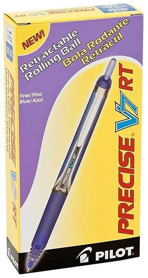Precise V7 RT Retractable Rollerball Pens, 0.7mm, Blue, 12-Pack Writing made smooth, retractable ink pens for writing, refillable, liquid ink rolling ball, blue pens, fine point Precise V7 RT Retractable Rollerball Pens, 0.7mm, Blue, 12-Pack Writing made smooth, retractable ink pens for writing, refillable, liquid ink rolling ball, blue pens, fine point