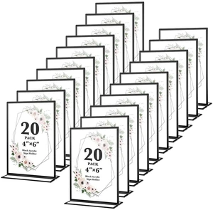 20 Pack Acrylic Sign Holders 4x6 Inch Wedding Table Numbers Frames Black Double Sided Vertical Stand Clear Picture Frames for Party, Restaurant Signs and Office Photos 20 Pack Acrylic Sign Holders 4x6 Inch Wedding Table Numbers Frames Black Double Sided Vertical Stand Clear Picture Frames for Party, Restaurant Signs and Office Photos