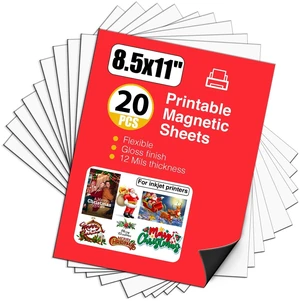 Printable Magnetic Paper Non-Adhesive, 8.5" x 11" 12 Mil for Inkjet Printer & DIY Crafts, 20 Sheets Printable Magnetic Paper Non-Adhesive, 8.5" x 11" 12 Mil for Inkjet Printer & DIY Crafts, 20 Sheets