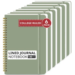 6 Pack Lined Notebooks for Work Hardcover Spiral Journal for Office Green, 5.7" x 7.9" Spiral Journals for Writing, Bulk Work Notebooks, Note taking and School Supplies, 140 Pages 6 Pack Lined Notebooks for Work Hardcover Spiral Journal for Office Green, 5.7" x 7.9" Spiral Journals for Writing, Bulk Work Notebooks, Note taking and School Supplies, 140 Pages