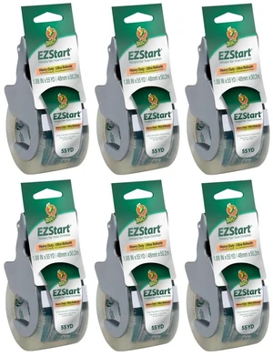 EZ Start Clear Packing Tape with Dispensers 6 Rolls of Quiet Easy Start Packaging Tape for Boxes, Shipping, Moving & Storage, 1.88 Inch x 55 Yards Each (1259457) EZ Start Clear Packing Tape with Dispensers 6 Rolls of Quiet Easy Start Packaging Tape for Boxes, Shipping, Moving & Storage, 1.88 Inch x 55 Yards Each (1259457)