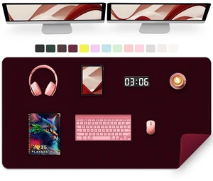 47.2" x 23.6" Large Desk Pad - Non-Slip PU Leather Mat, Waterproof Writing Blotter for Work, Computer Mouse Pad, Keyboard Mat (Burgundy) 47.2" x 23.6" Large Desk Pad - Non-Slip PU Leather Mat, Waterproof Writing Blotter for Work, Computer Mouse Pad, Keyboard Mat (Burgundy)