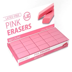 Pink Erasers, 60 Count Rectangular Eraser Bulk Pack, Latex Free Pink Pearl Erasers for School Supplies, Art and Office Pink Erasers, 60 Count Rectangular Eraser Bulk Pack, Latex Free Pink Pearl Erasers for School Supplies, Art and Office