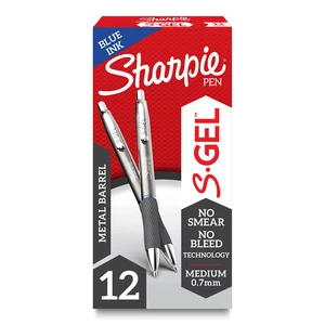 S-Gel, Gel Pens, Sleek Metal Barrel, Gunmetal, Medium Point (0.7mm), Blue Ink, 12 Count S-Gel, Gel Pens, Sleek Metal Barrel, Gunmetal, Medium Point (0.7mm), Blue Ink, 12 Count