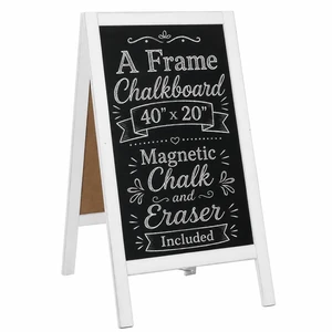 Wooden A-Frame Sign with Eraser & Chalk - 40 x 20 Inches Magnetic Sidewalk Chalkboard White Menu Display for Restaurant, Business Or Wedding Wooden A-Frame Sign with Eraser & Chalk - 40 x 20 Inches Magnetic Sidewalk Chalkboard White Menu Display for Restaurant, Business Or Wedding