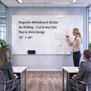 Huge Magnetic Whiteboard 78x40 Inch - Peel & Stick, Office Home Huge 78x40 Roll, Peel & Stick Magnetic Whiteboard, Smooth PET, No Ghosting, for Conference Office, 11 Markers & 6 Magnets Huge Magnetic Whiteboard 78x40 Inch - Peel & Stick, Office Home Huge 78x40 Roll, Peel & Stick Magnetic Whiteboard, Smooth PET, No Ghosting, for Conference Office, 11 Markers & 6 Magnets