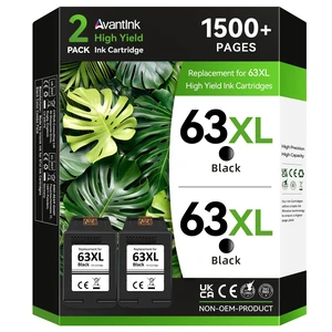 63xl Black Ink Cartridge Compatible for HP 63 Black Ink Cartridge Work for OfficeJet 3830 5255 4650 5258 5200 4655 4652 5212 Envy 4520 4512 DeskJet 1112 3630 2130 3632 (2 Black) 63xl Black Ink Cartridge Compatible for HP 63 Black Ink Cartridge Work for OfficeJet 3830 5255 4650 5258 5200 4655 4652 5212 Envy 4520 4512 DeskJet 1112 3630 2130 3632 (2 Black)
