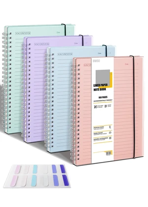 4 Pack College Ruled Spiral Notebook, Notebooks for Work A5 Lined 5.9 x 8.3 IN Notebooks College Ruled for Note Taking, School and Journal with 80 Sheets/160 Pages 110 GSM Thick Papers 4 Pack College Ruled Spiral Notebook, Notebooks for Work A5 Lined 5.9 x 8.3 IN Notebooks College Ruled for Note Taking, School and Journal with 80 Sheets/160 Pages 110 GSM Thick Papers