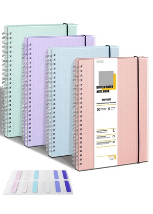 4 Pack Dotted Spiral Notebook, Hardcover Notebooks for Work A5 Dot 5.9 x 8.3 IN Notebooks College Ruled for Note Taking, School and Journal with 80 Sheets/160 Pages 110 GSM Thick Papers 4 Pack Dotted Spiral Notebook, Hardcover Notebooks for Work A5 Dot 5.9 x 8.3 IN Notebooks College Ruled for Note Taking, School and Journal with 80 Sheets/160 Pages 110 GSM Thick Papers