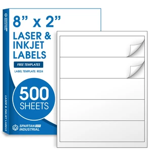 8x2 Matte White Printable Water Bottle Labels (500 Sheets, 2500 Stickers) NOT Waterproof Bottle Wrap Around Stickers for Laser & Inkjet Printers - Template R024 8x2 Matte White Printable Water Bottle Labels (500 Sheets, 2500 Stickers) NOT Waterproof Bottle Wrap Around Stickers for Laser & Inkjet Printers - Template R024