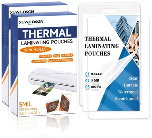 200 Pack 5mil 2.5" x 4.2" Thermal Laminating Pouches Badge Laminate Pouches Clear Laminated Luggage Tags Printable Laminator Pouches for Business Permits Cards 200 Pack 5mil 2.5" x 4.2" Thermal Laminating Pouches Badge Laminate Pouches Clear Laminated Luggage Tags Printable Laminator Pouches for Business Permits Cards