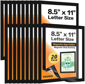 20-Pack Magnetic Sign Holders 8.5 x 11 - Magnetic Frames for Fridge & Metal Surfaces - File/Document/Paper Holders, Picture & Poster Display Frames for Home, Office, Store 20-Pack Magnetic Sign Holders 8.5 x 11 - Magnetic Frames for Fridge & Metal Surfaces - File/Document/Paper Holders, Picture & Poster Display Frames for Home, Office, Store