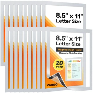 20Packs Magnetic Sign Holder 8.5x11 for Fridge & Metal Surfaces - Magnetic Frames with File/Paper/Document Holder - Photos/Pictures/Posters Frame for Commercial Offices/Stores (Silver) 20Packs Magnetic Sign Holder 8.5x11 for Fridge & Metal Surfaces - Magnetic Frames with File/Paper/Document Holder - Photos/Pictures/Posters Frame for Commercial Offices/Stores (Silver)