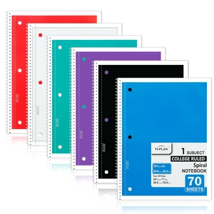 Spiral Notebooks 6 Pack, College Ruled Notebook Paper, 1 Subject Notebook for School & Work, 8" x 10-1/2", 70 Sheets per Notebook, 6 Assorted Colors Spiral Notebooks 6 Pack, College Ruled Notebook Paper, 1 Subject Notebook for School & Work, 8" x 10-1/2", 70 Sheets per Notebook, 6 Assorted Colors