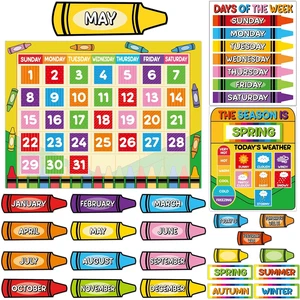 Colorful Crayon Calendar Bulletin Board Set Crayons CTP Bulletin Board Calendar Seasons Weather Chart Crayon Classroom Decors with Season Weather and Days of the Week Chart for Back to School Supplies Colorful Crayon Calendar Bulletin Board Set Crayons CTP Bulletin Board Calendar Seasons Weather Chart Crayon Classroom Decors with Season Weather and Days of the Week Chart for Back to School Supplies