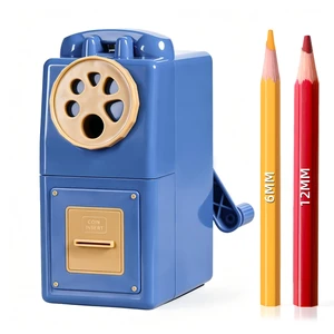 Heavy Duty Manual Hand Crank Pencil Sharpener, Desktop, Blue For Colored Pencils, No Mounting Required, 5 Adjustable Modes, Durable Alloy Blade, Ideal for Classroom, Office & Artists Heavy Duty Manual Hand Crank Pencil Sharpener, Desktop, Blue For Colored Pencils, No Mounting Required, 5 Adjustable Modes, Durable Alloy Blade, Ideal for Classroom, Office & Artists