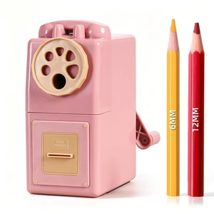Heavy Duty Manual Hand Crank Pencil Sharpener, Desktop, Pink For Colored Pencils, No Mounting Required, 5 Adjustable Modes, Durable Alloy Blade, Ideal for Classroom, Office & Artists Heavy Duty Manual Hand Crank Pencil Sharpener, Desktop, Pink For Colored Pencils, No Mounting Required, 5 Adjustable Modes, Durable Alloy Blade, Ideal for Classroom, Office & Artists