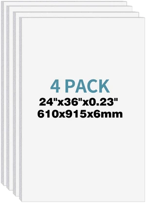 4 Pack Foam Board 24"x36", 0.23 Inch Thickness White Poster Board, Double-Sided Acid-Free Foam Core Board, Large Lightweight Polystyrene Mat Board for Painting, Display, Craft & School Projects 4 Pack Foam Board 24"x36", 0.23 Inch Thickness White Poster Board, Double-Sided Acid-Free Foam Core Board, Large Lightweight Polystyrene Mat Board for Painting, Display, Craft & School Projects