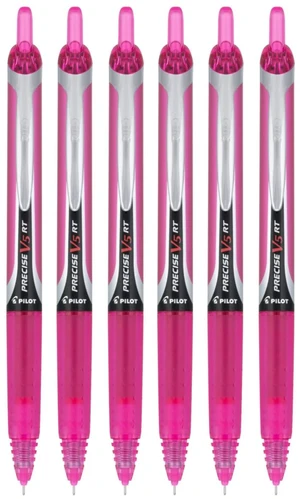 Precise V5 RT Refillable & Retractable Liquid Ink Rolling Ball Pens, Extra Fine Point (0.5mm), Pink Ink, 6-Pack Precise V5 RT Refillable & Retractable Liquid Ink Rolling Ball Pens, Extra Fine Point (0.5mm), Pink Ink, 6-Pack