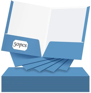 50 Pcs 2 Pocket Glossy Paper Folders Glossy Paper Laminated Portfolios, Letter Size, Presentation Folders with Pockets for Office Teacher Worker Supplies(Light Blue) 50 Pcs 2 Pocket Glossy Paper Folders Glossy Paper Laminated Portfolios, Letter Size, Presentation Folders with Pockets for Office Teacher Worker Supplies(Light Blue)