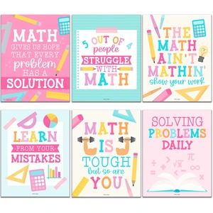6 Math Posters - Motivational Math Posters for Elementary & Middle School Pastel Classroom Must Haves, Inspirational Classroom Decor Poster for High School, Bulletin Board Set Teacher Supply 6 Math Posters - Motivational Math Posters for Elementary & Middle School Pastel Classroom Must Haves, Inspirational Classroom Decor Poster for High School, Bulletin Board Set Teacher Supply