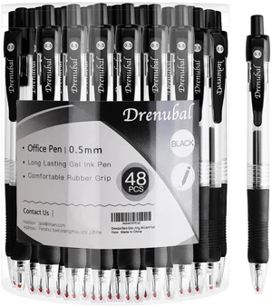 Black Glide Retractable Ball Pens, Medium Point (0.5mm), Comfortable Rubber Grip For Writing, 48-Count Pack Black Glide Retractable Ball Pens, Medium Point (0.5mm), Comfortable Rubber Grip For Writing, 48-Count Pack