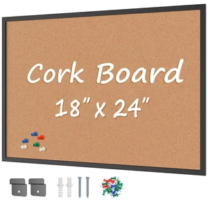 Cork Board Bulletin Board 24 x 18, Black Wood Framed Corkboard, Office Board for Wall Cork, Large Wall Mounted Notice Pin Board with 16 Push Pins for School, Home & Office Cork Board Bulletin Board 24 x 18, Black Wood Framed Corkboard, Office Board for Wall Cork, Large Wall Mounted Notice Pin Board with 16 Push Pins for School, Home & Office