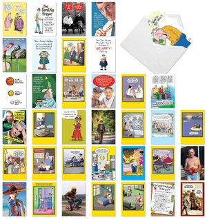 36 Assorted Card Birthday Notecards for Men AC10616BDG-B1x36 Funny Celebration Note w/ Envelope for Guys Humor Bash Gift - Boxed Card Set 36 Assorted Card Birthday Notecards for Men AC10616BDG-B1x36 Funny Celebration Note w/ Envelope for Guys Humor Bash Gift - Boxed Card Set