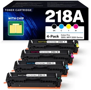 218A Toner Cartridges 4-Pack Replacement for HP 218A 218X 3201 3301 Series | Compatible with HP Color Pro 3201dw MFP 3301sdw 3301fdw 3301cdw Printer | W2180A W2181A W2182A W2183A | With Chip 218A Toner Cartridges 4-Pack Replacement for HP 218A 218X 3201 3301 Series | Compatible with HP Color Pro 3201dw MFP 3301sdw 3301fdw 3301cdw Printer | W2180A W2181A W2182A W2183A | With Chip