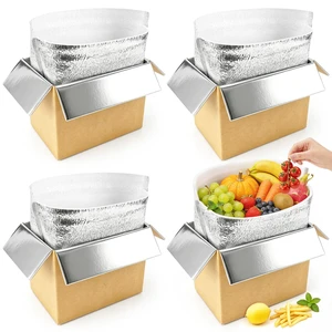4 Pack Insulated Shipping Boxes with Aluminum Foil Liner and 4 Foil Bags, Thermal Cooler Mailing Boxes for Hot & Frozen Food Delivery (4, 10 * 6 * 6.5 inches) 4 Pack Insulated Shipping Boxes with Aluminum Foil Liner and 4 Foil Bags, Thermal Cooler Mailing Boxes for Hot & Frozen Food Delivery (4, 10 * 6 * 6.5 inches)