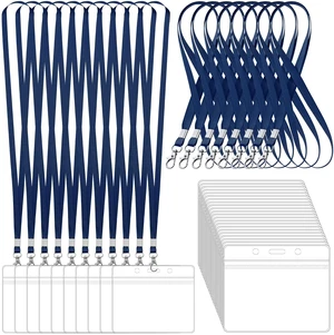 100 Pack Lanyards for ID Badges with Clear Name Tags, Reusable Lanyards Horizontal ID Card Badge Holders Plastic Name Badges for Men Women Kids Business School and Office Supplies (Dark Blue) 100 Pack Lanyards for ID Badges with Clear Name Tags, Reusable Lanyards Horizontal ID Card Badge Holders Plastic Name Badges for Men Women Kids Business School and Office Supplies (Dark Blue)