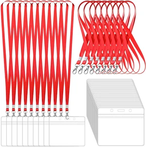 100 Pack Lanyards for ID Badges with Clear Name Tags, Reusable Lanyards Horizontal ID Card Badge Holders Plastic Name Badges for Men Women Kids Business School and Office Supplies (Red) 100 Pack Lanyards for ID Badges with Clear Name Tags, Reusable Lanyards Horizontal ID Card Badge Holders Plastic Name Badges for Men Women Kids Business School and Office Supplies (Red)