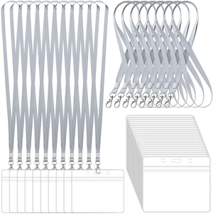 100 Pack Lanyards for ID Badges with Clear Name Tags, Reusable Lanyards Horizontal ID Card Badge Holders Plastic Name Badges for Men Women Kids Business School and Office Supplies (Gray) 100 Pack Lanyards for ID Badges with Clear Name Tags, Reusable Lanyards Horizontal ID Card Badge Holders Plastic Name Badges for Men Women Kids Business School and Office Supplies (Gray)